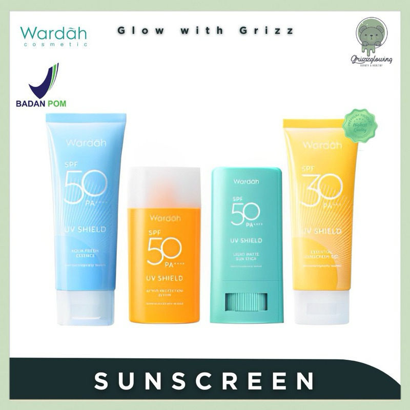 ♥GRIZZ♥ WARDAH UV Shield Indonesia / Sunscreen Spf Sun Stick Gel Aqua Fresh Gel Facial Wash Face Ess