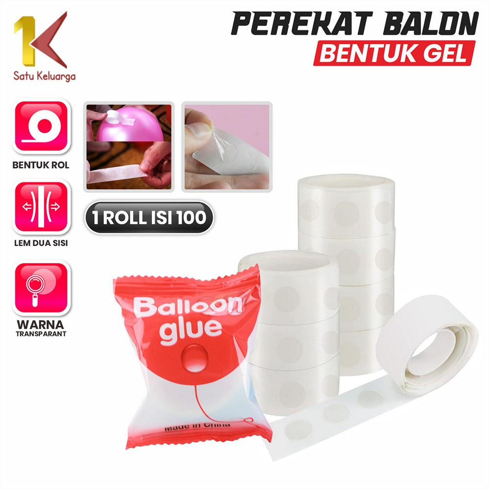 Satu Keluarga Lem Balon 1 Roll Isi 100 Dot Double Tape C1000 Perekat Balon Latex Bentuk Gel Dekorasi