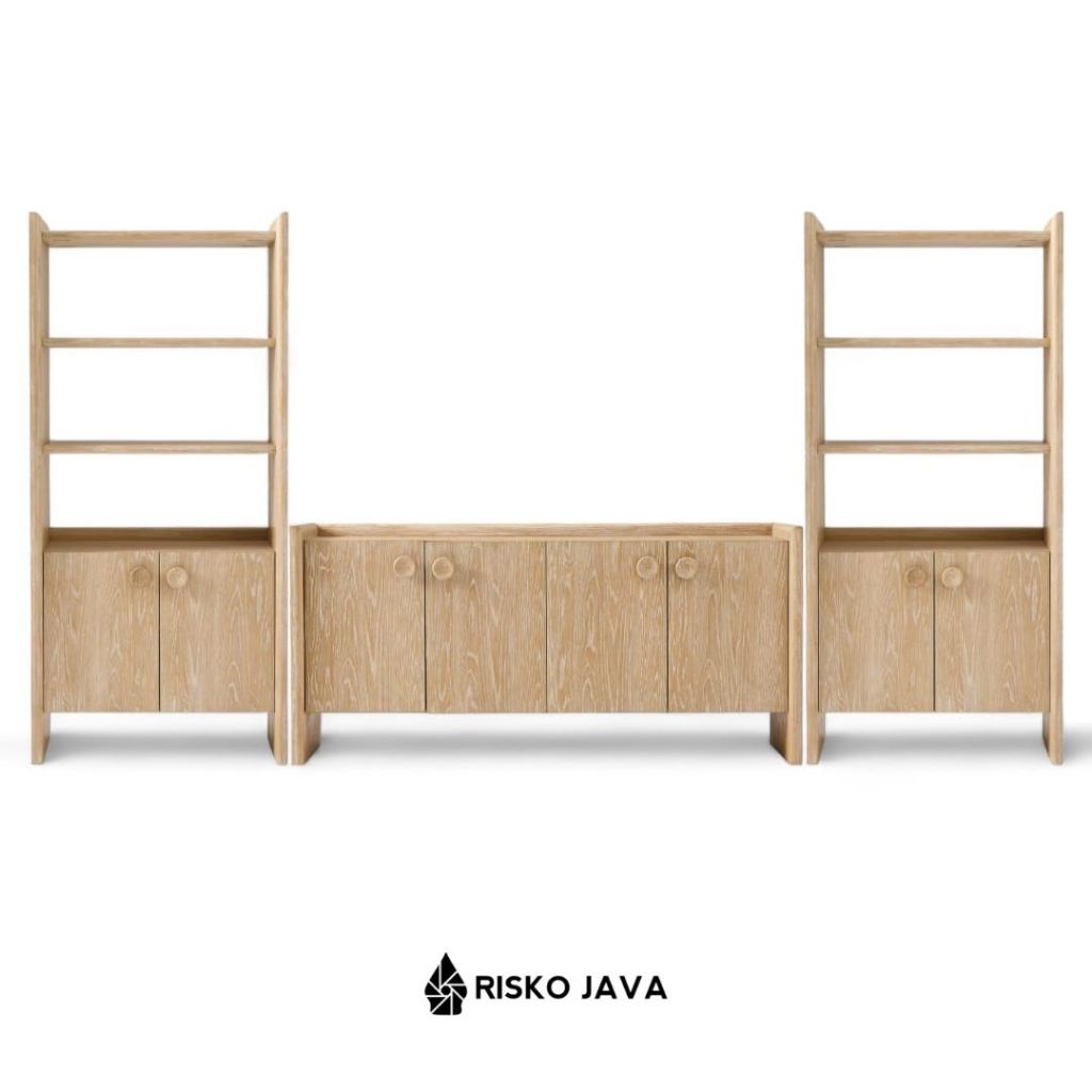 Meja Tv kayu Jati + Rak Samping Penyimpanan / Set Kabinet Tv Minimalis / Kabinet Tv Ruang Tamu | PUL