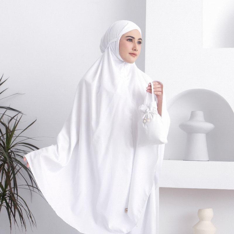 Mukenah Dewasa Putih Mukena Travel Dewasa 2in1 Polos Katun Premium Resleting Dagu Jumbo Mukenah Trav