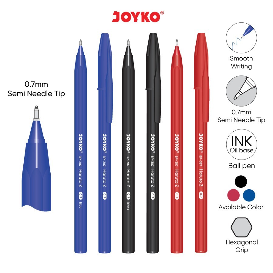 

Ball Pen Pulpen Pena Joyko BP-387 Haruto Z 0.5 mm Selusin 12 Pcs