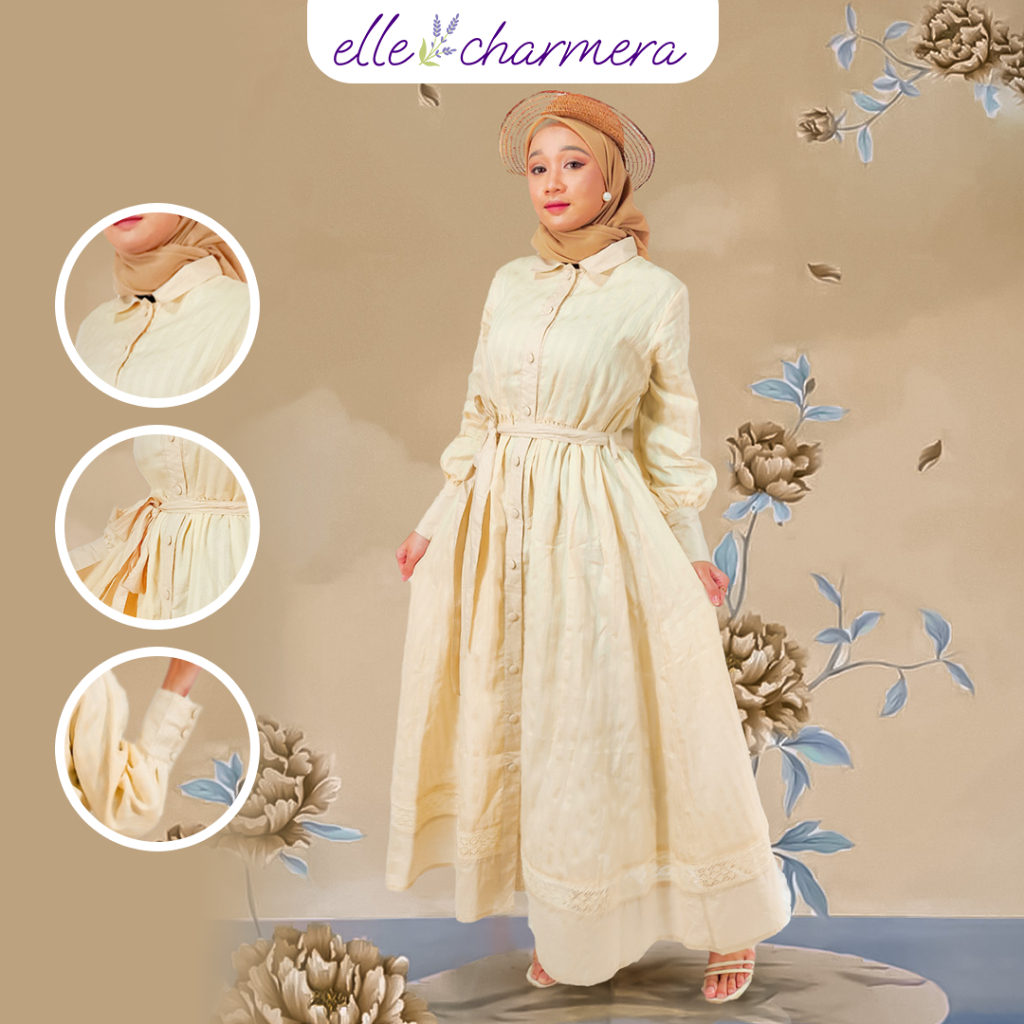 Dress Wanita Nara Gamis Baju Pesta Panjang Bahan Katun Polos Casual Formal Anggun Elegan