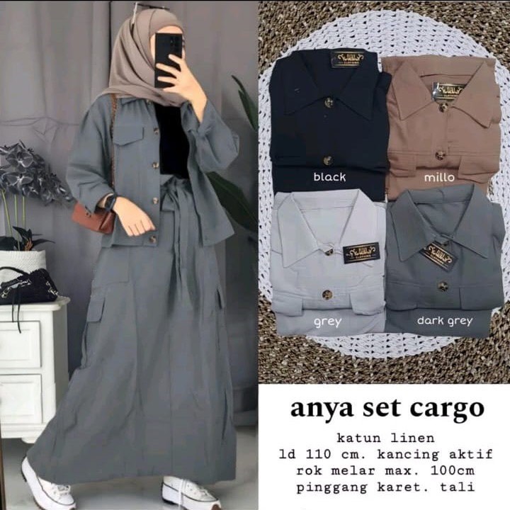 One set Rok. Setelan RokWanita. Fashion Wanita. Anya set Cargo