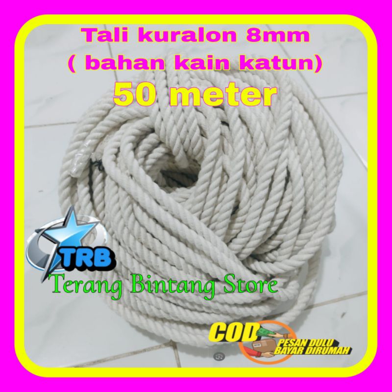 TALI TAMBANG KURALON 8MM 50 METER,TALI PENGIKAT BARANG TRUCK,PICK UP,LOSBAK,TERPAL,BAHAN KAIN KATUN.