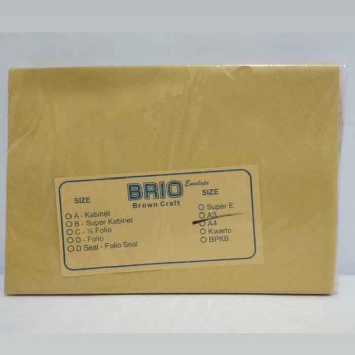 

Amplop Coklat A3 Seal/Lem/harga per pak/isi 100 lembar merk brio