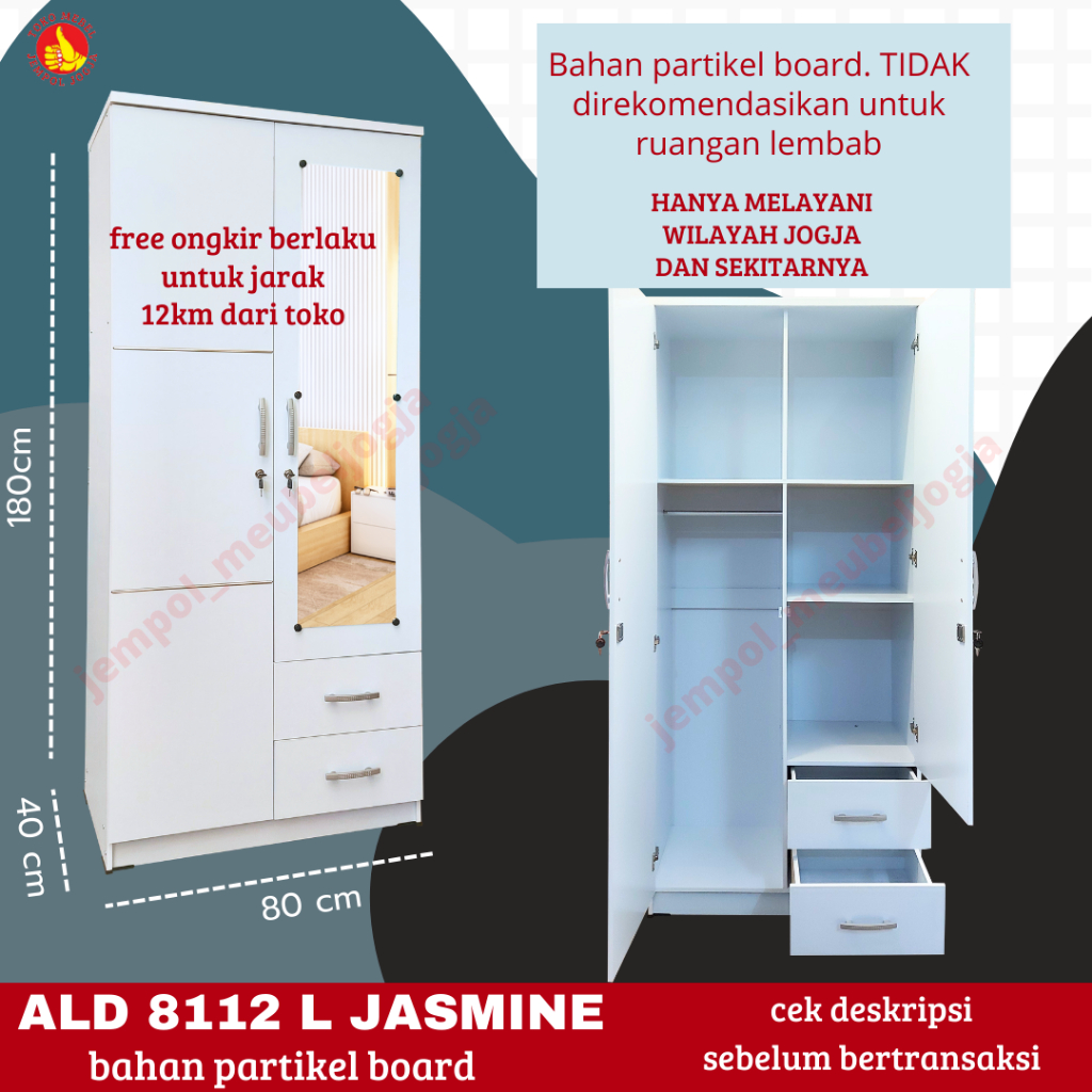 lemari pakaian 2 pintu minimalis ALD8112L