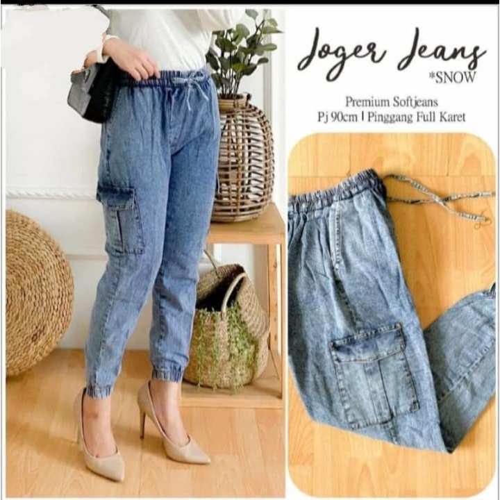 CELANA JOGER JEANS CARGO WANITA MURAH TEBAL / Celana Joger Jeans Wanita  pinggang karet Kekinian Ter