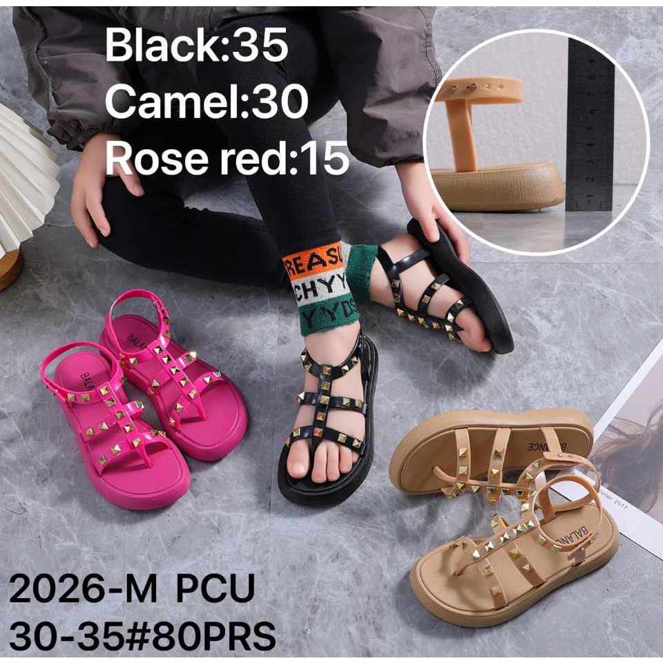 Sandal Flat Wedges Anak Tali Wanita Jelly Import Kekinian ( 30-35 ) sandal jelly wedges anak terbaru