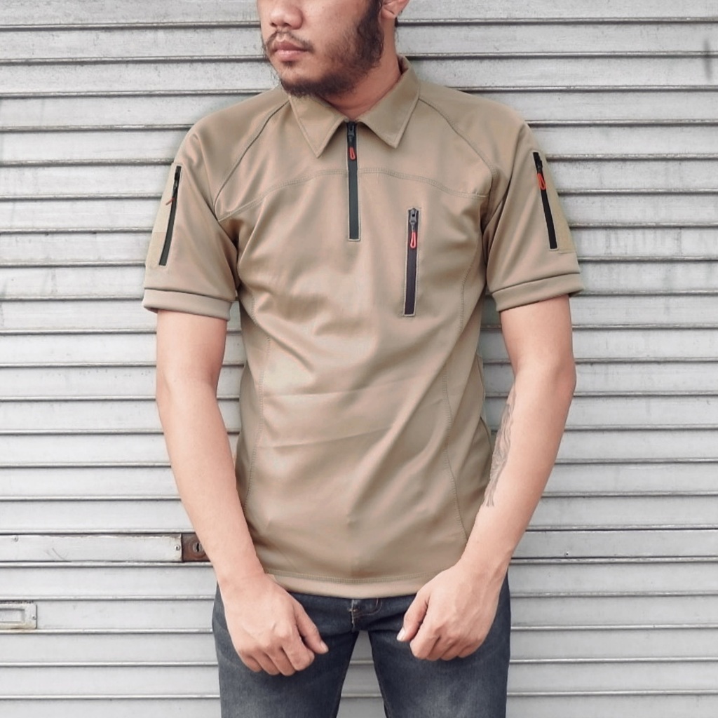 Biancaonlineshop - Baju Kaos Bdu Tactical Scuba Cream Lengan Pendek