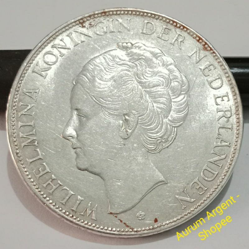 SWILH2.5G-74.. 1 PC KOIN PERAK KUNO ASLI 2.5 GULDEN WILHELMINA TH 1930.  -- SILVER COIN --