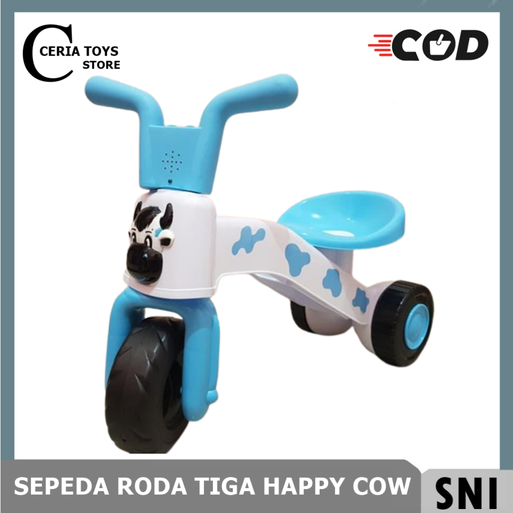 Mainan Sepeda Balita Roda Ta, Push Bike Tricyle Happy Cow