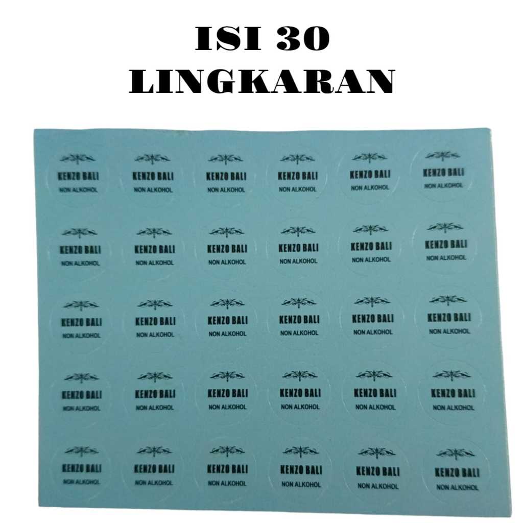 Stiker KZ.BALI lembaran - stiker botol- isi 30 lingkaran - stiker label - stiker label custom - stik