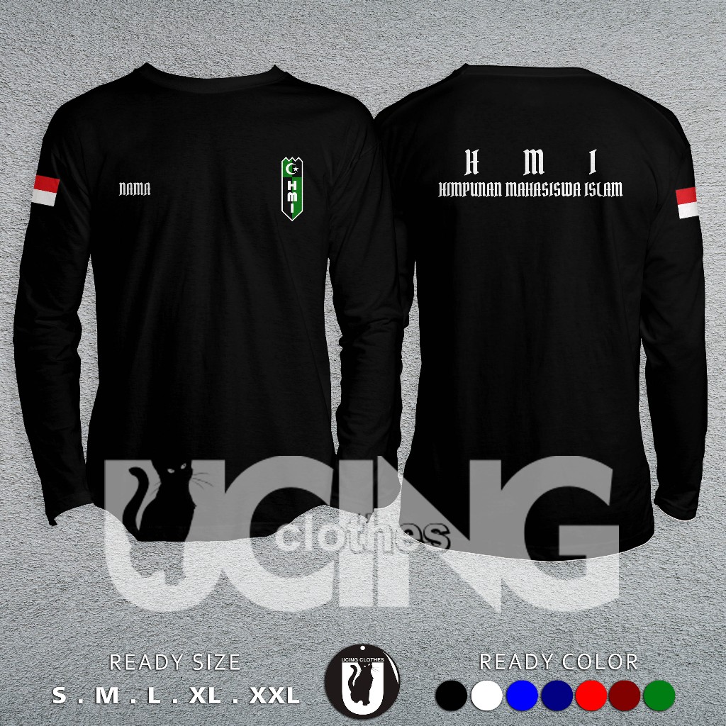 Kaos Baju HMI Himpunan Mahasiswa Islam Gratis Nama Kamu Lengan Panjang Kaos Distro