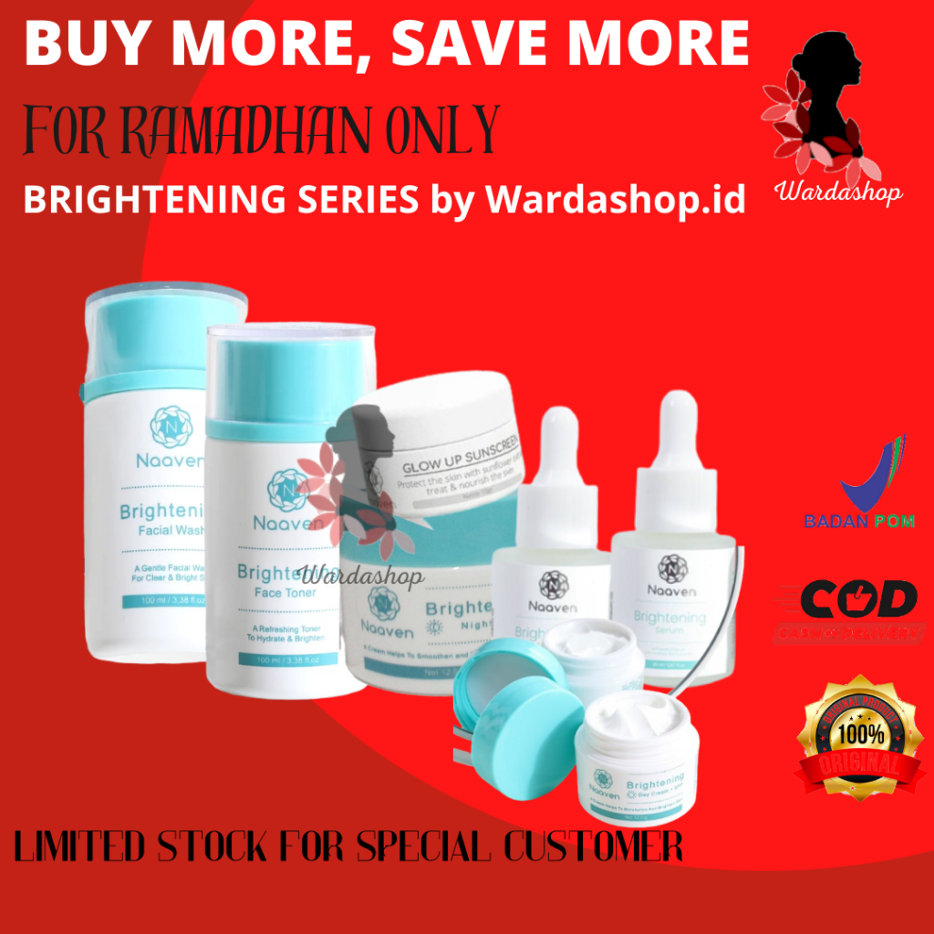 Paket Special Edition Skincare Brightening Series Naaven Beauty Pemutih Pencerah Pelembab Wajah Pera