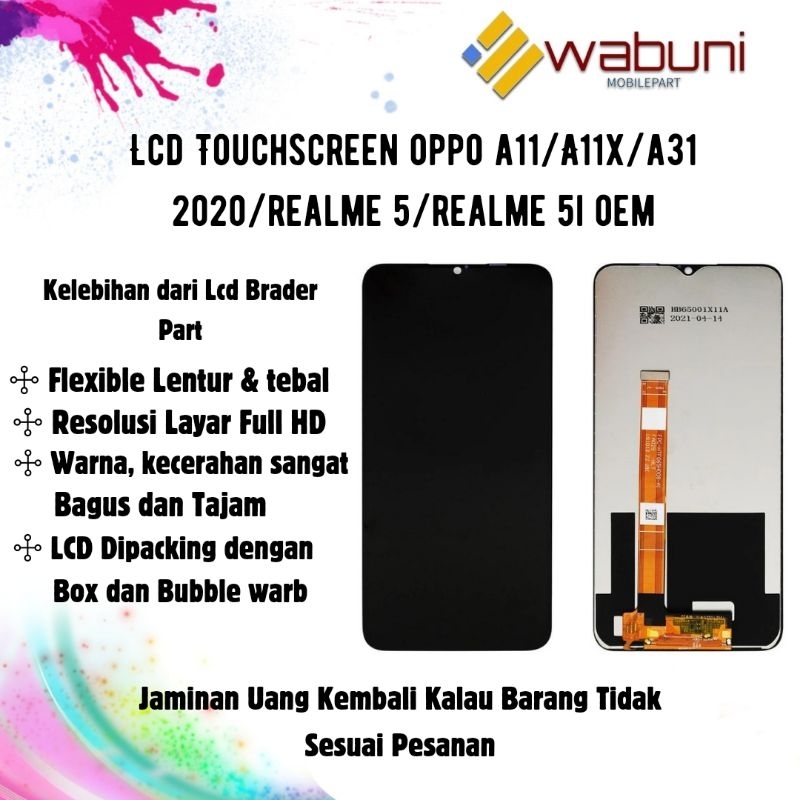 Lcd Touchscreen Oppo A11/A11X/A31 2020/Realme 5/Realme 5i Oem/lcd hp oppo/touchscreen hp realme/layar hp
