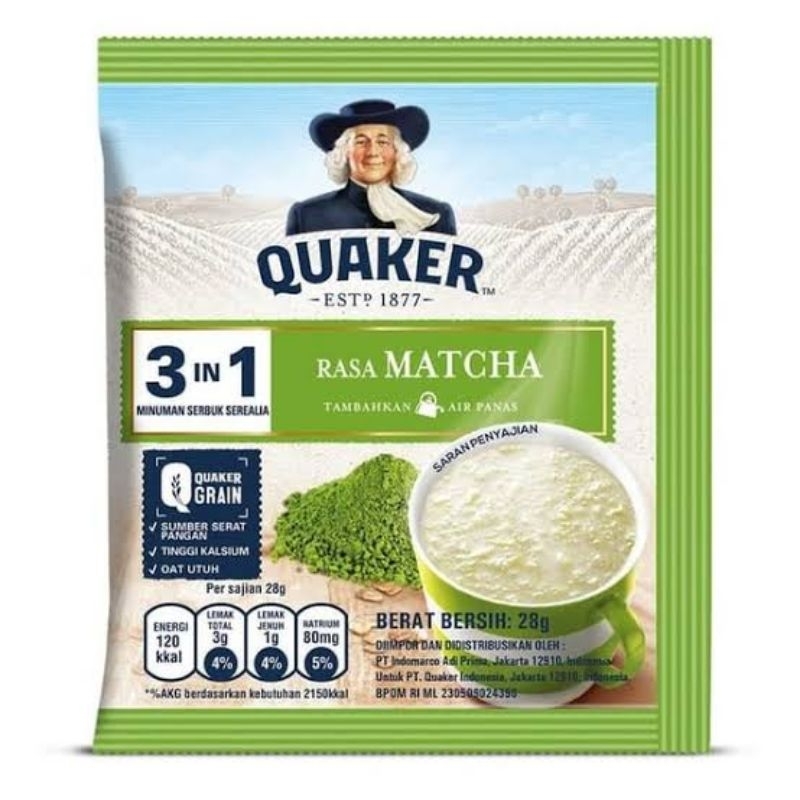 

Quaker Oat 3 in 1 Rasa Matcha Green Tea Sachet 28gr