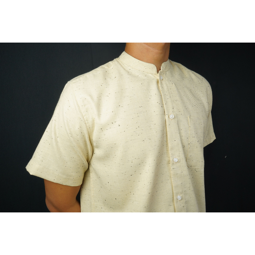 COD Baju Muslim Kemeja Koko Pria Lengan Pendek Stanley Adams Krem Cream Kerah Shanghai Collar Brande