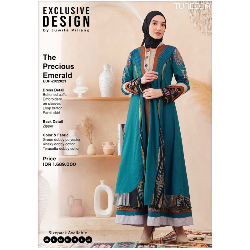 ABAYA GAMIS TUNEECA MEWAH ELEGANT EDP JUWITA PILIANG EDP-2022021 THE PRECIOUS EMERALD GAMIS ABAYA TO
