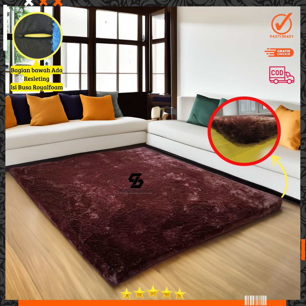 Karpet Bulu Rasfur empuk 150x100x5.5cm busa non anti slip SPB