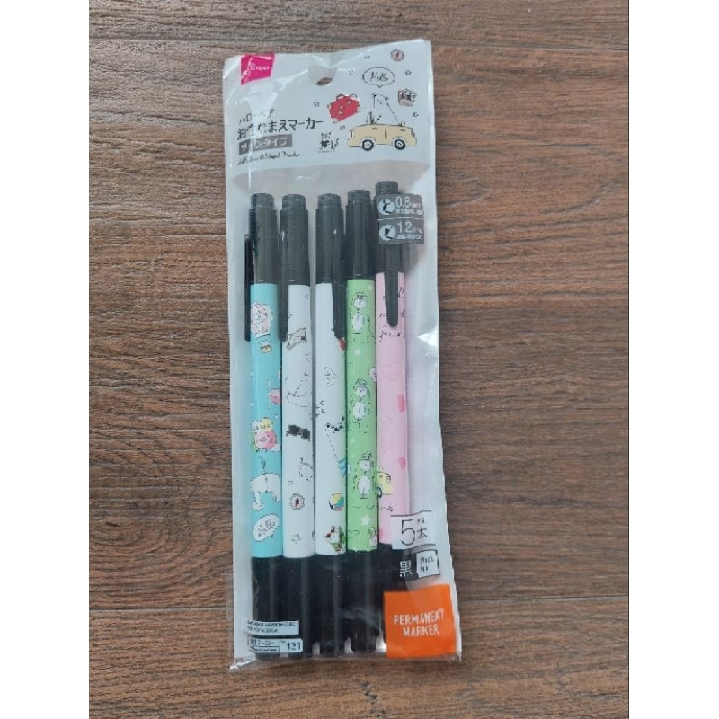 

2 IN 1 PERMANENT MARKER JAPAN 0.8MM 1.2MM SPIDOL HITAM 5pcs