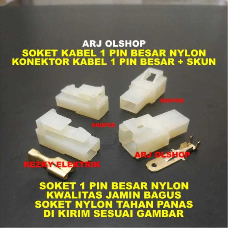SOKET SOCKET KONEKTOR CONNECTOR KABEL 1 PIN BESAR MALE FEMALE SOKET MOTOR MOBIL/ SOKET MOTOR MOBIL/ 