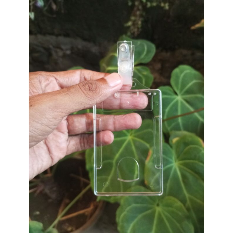 

H7Y Tempat ID Card Name Tag acrylic bening akrilik import plus jepitan penjepit idcard transparant