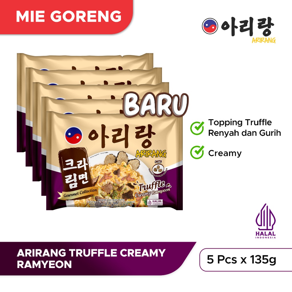 

5 Pcs Arirang Mie Instan Goreng Rasa Truffle Creamy Ramyeon 135g (AR97)