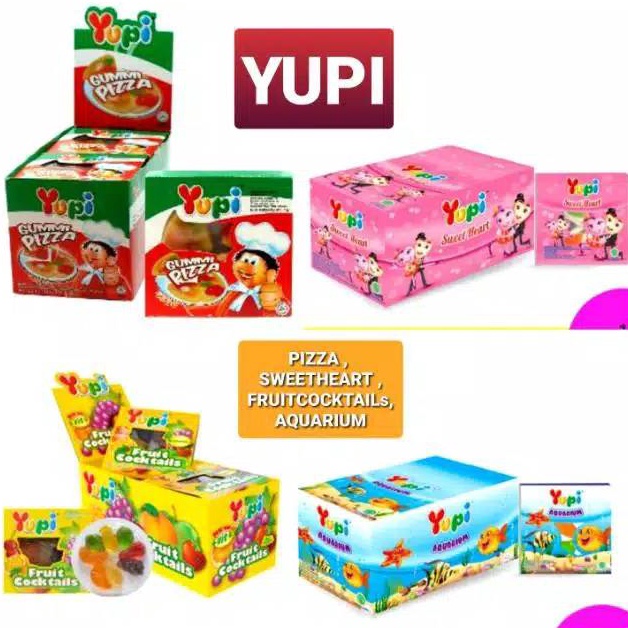 

Big Sale Yupi Box isi 12 Pcs Yupi Pizza Yupi Sweet Heart Yupi Cocktails Yupi Aquarium Puzzle Medal T57