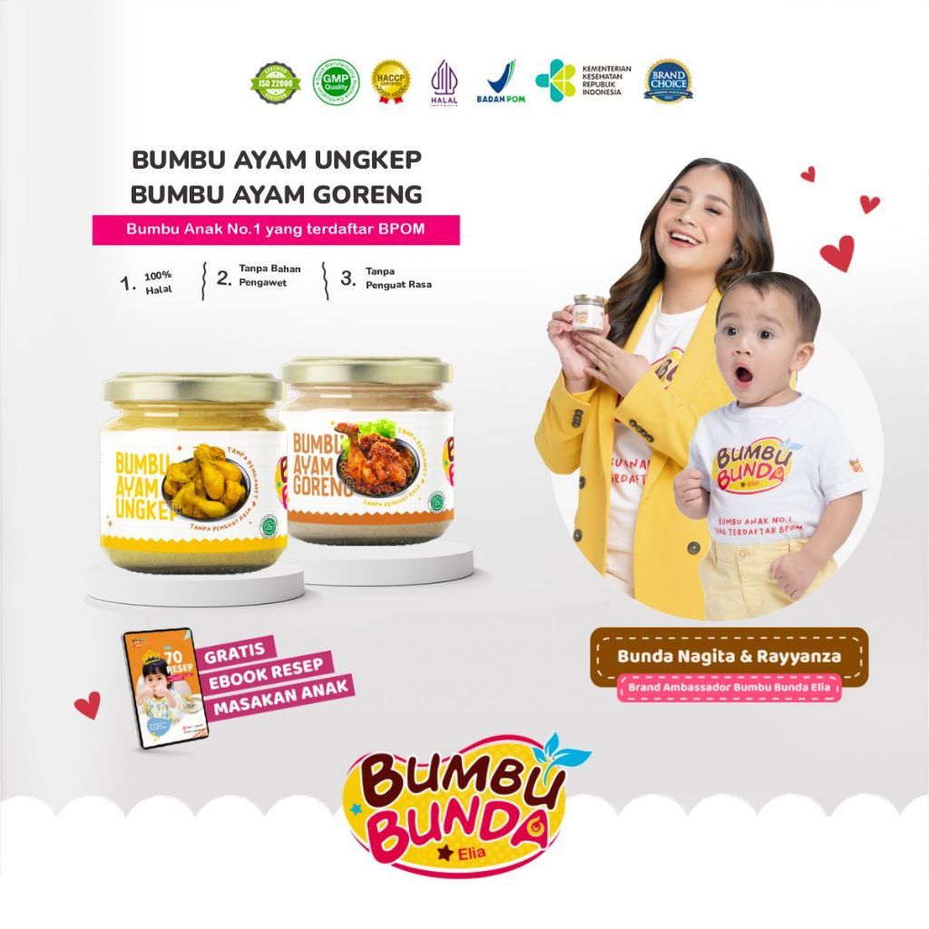 

Bumbu Bunda Elia Bumbu Ayam Ungkep | Bumbu Ayam Goreng | Non MSG Non Pengawet | MPASI | Kaldu MPASI | Bumbu MPASI