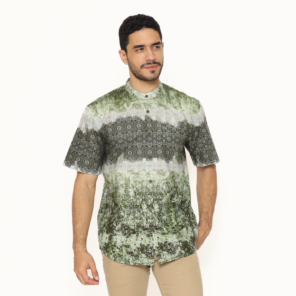 AMK Baju Koko Pria Printing Lengan Pendek KK GAMMAL S/S Olive