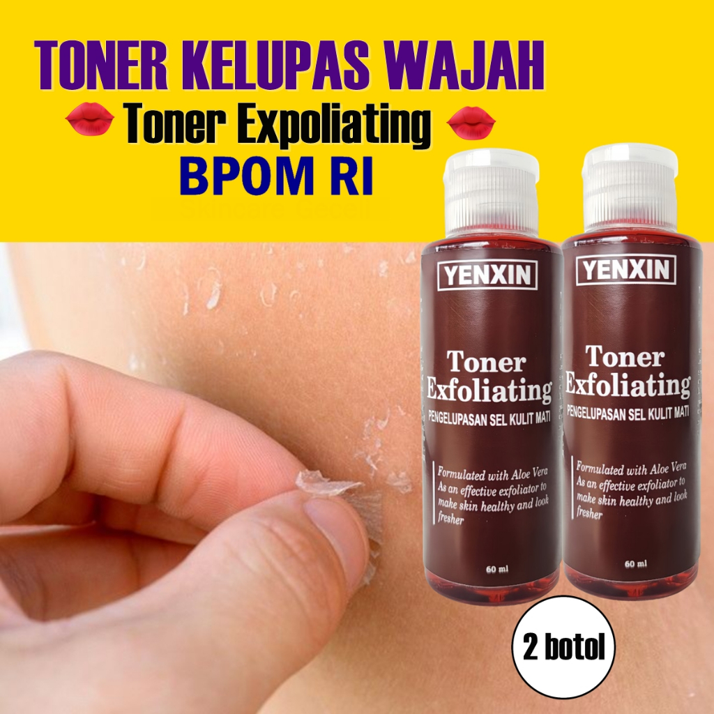 2 BOTOL TONER BPOM WAJAH KELUPAS,TONER MUKA KUSAM,TONER PENGELUPASAN WAJAH,TONER 60ML WAJAH KELUPAS,