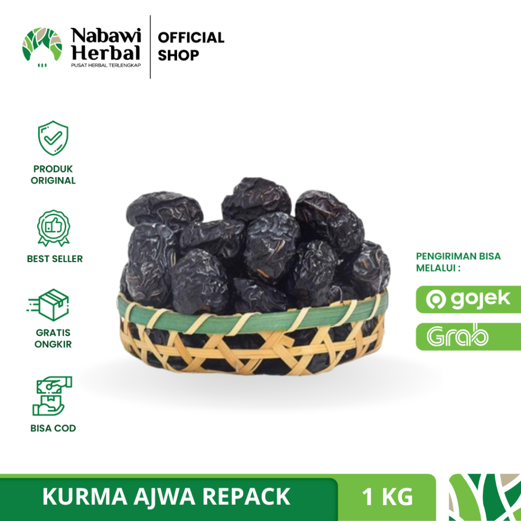Kurma Ajwa Curah Repack 1Kg 500Gr 250Gr - Kurma Nabi Original