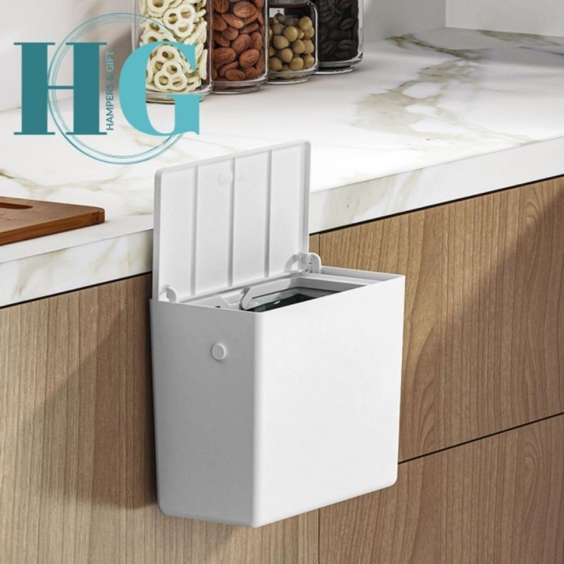 Vintageku_Shop Premium Filo Tempat Sampah 6 Liter Wadah Putih Tong Sampah Portable Tempel Dinding