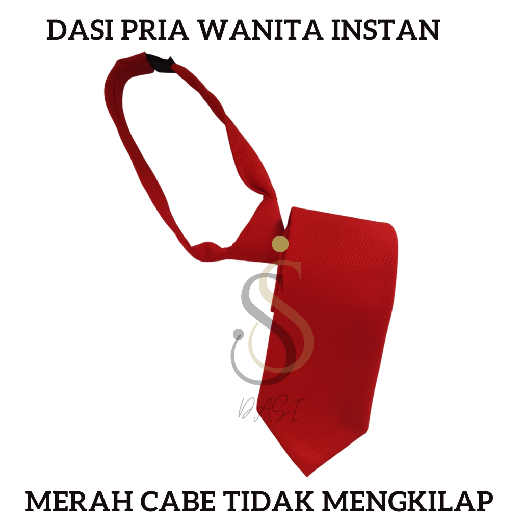 Dasi Instan Pria Wanita Dasi Merah Polos Siap Pakai