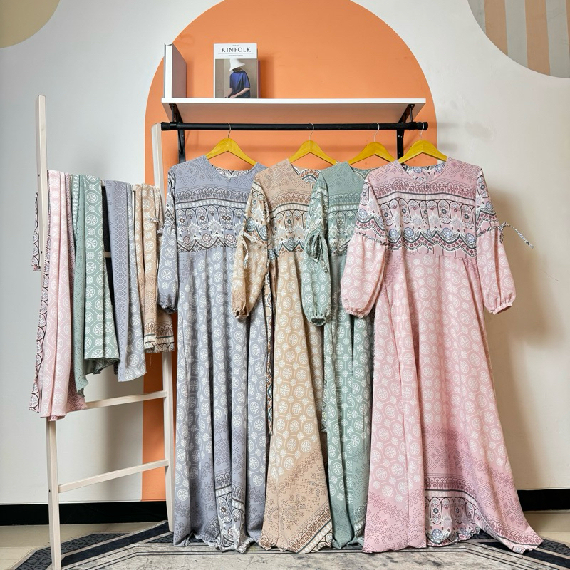 Hijab Nation - Gamis Full Kancing | Gamis Jumbo Bahan ALEVA - Lebar Dada (LD) 110cm -Putri