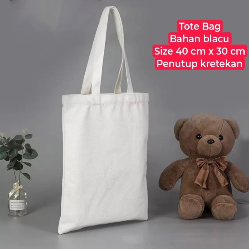 ToteBag Blacu Polos Premium Tas ToteBag Putih Polos 30 cm x 40 cm Tote Bag Blacu 30