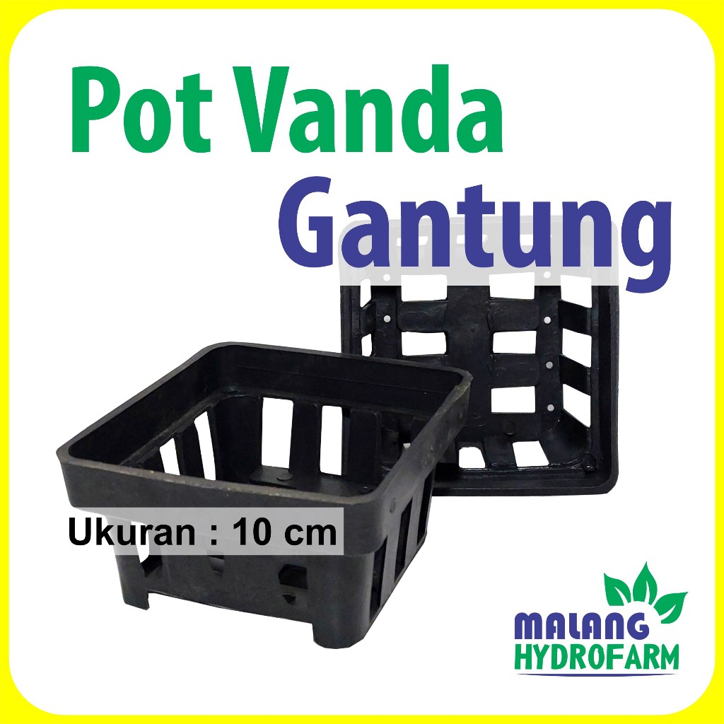 Pot Anggrek Vanda Gantung 10 cm Persegi tanaman hias hiasan rumah kotak hitam berongga