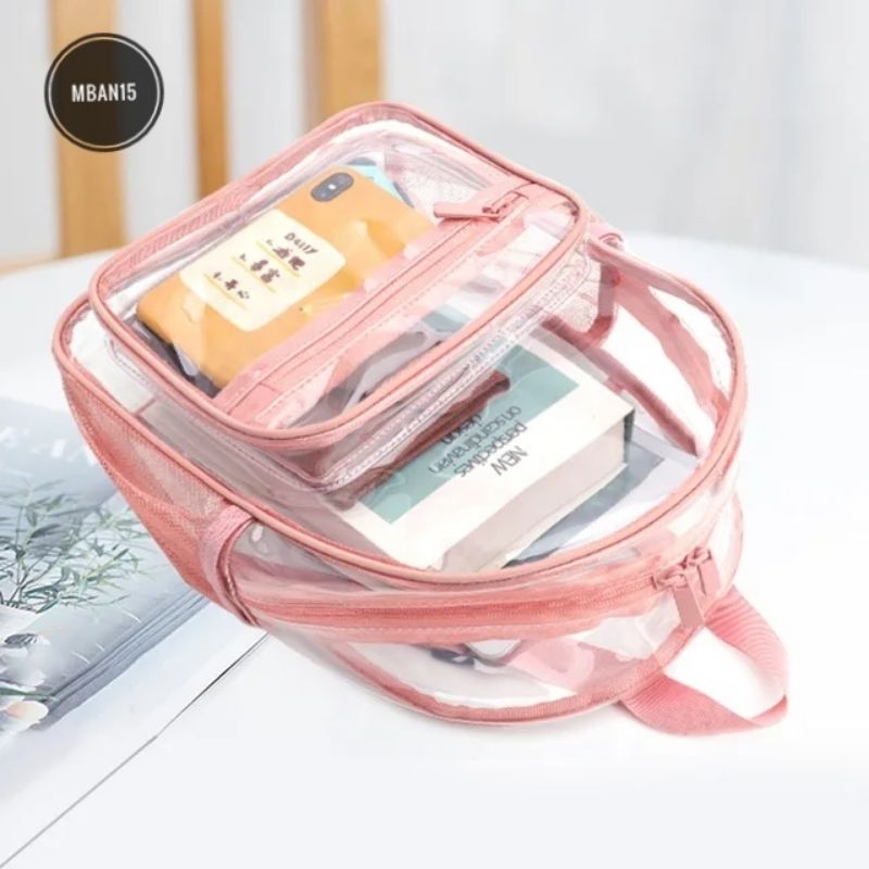 Tas Ransel Transparant Wanita Shoulder Bag cosmetic olah waterfroof~ Tas Ransel Konser PVC
