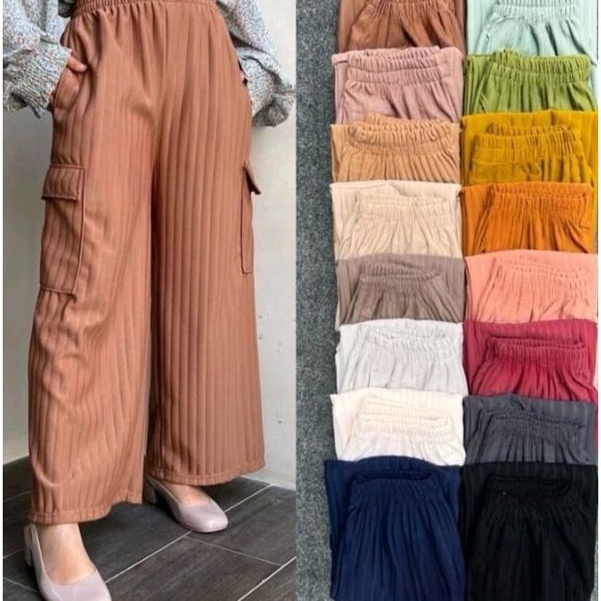 CELANA KULOT KNIT SAKU DEPAN PREMIUM//KULOT KNIT HORNET TERBARU//CELANA KULOT BAHAN KNIT TEBAL MURAH