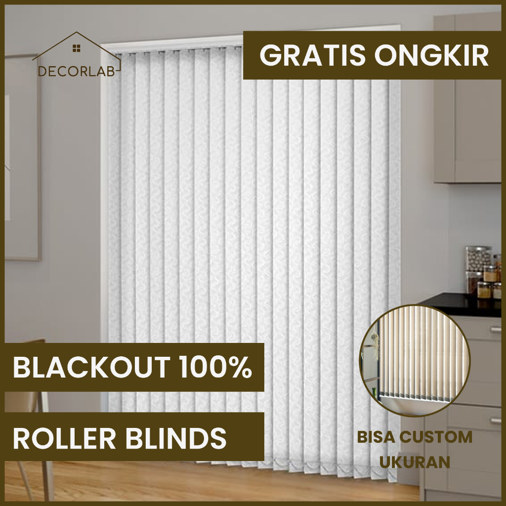 Vertical Blinds Dimout 80% - Tirai Gulung / Tirai Jendela - Gorden Gulung -  CUSTOM UKURAN