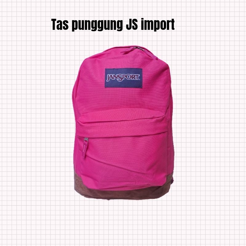 JANSPORT IMPORT tas punggung sekolah premiu polos model JS viral untuk remaja dan dewasa warna pink