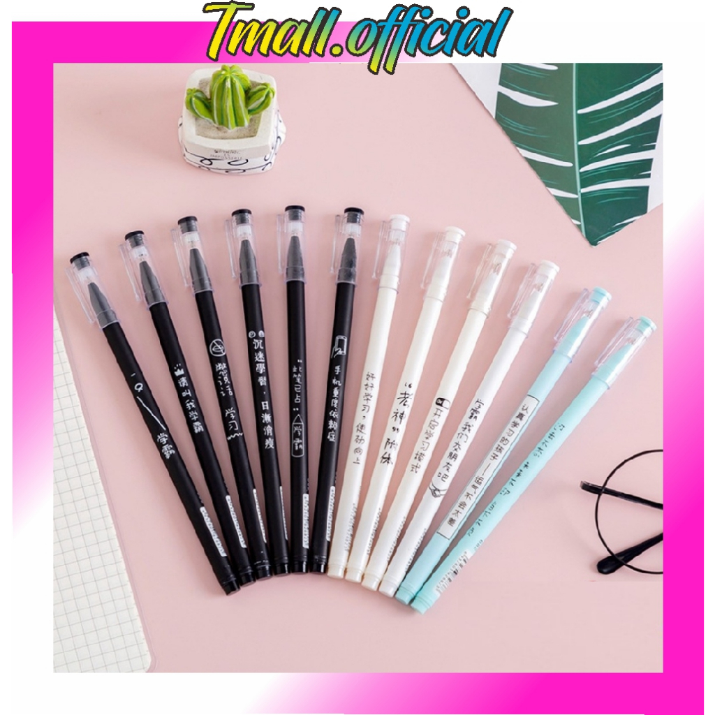 

❄ TMALL ❄ Pen Tinta Gel Mekanik Ujung Lancip Pulpen Aksen Japanses Alat Tulis Kerja Pena Gel 0.5mm Bolpoin Warna Hitam Murah Import S116