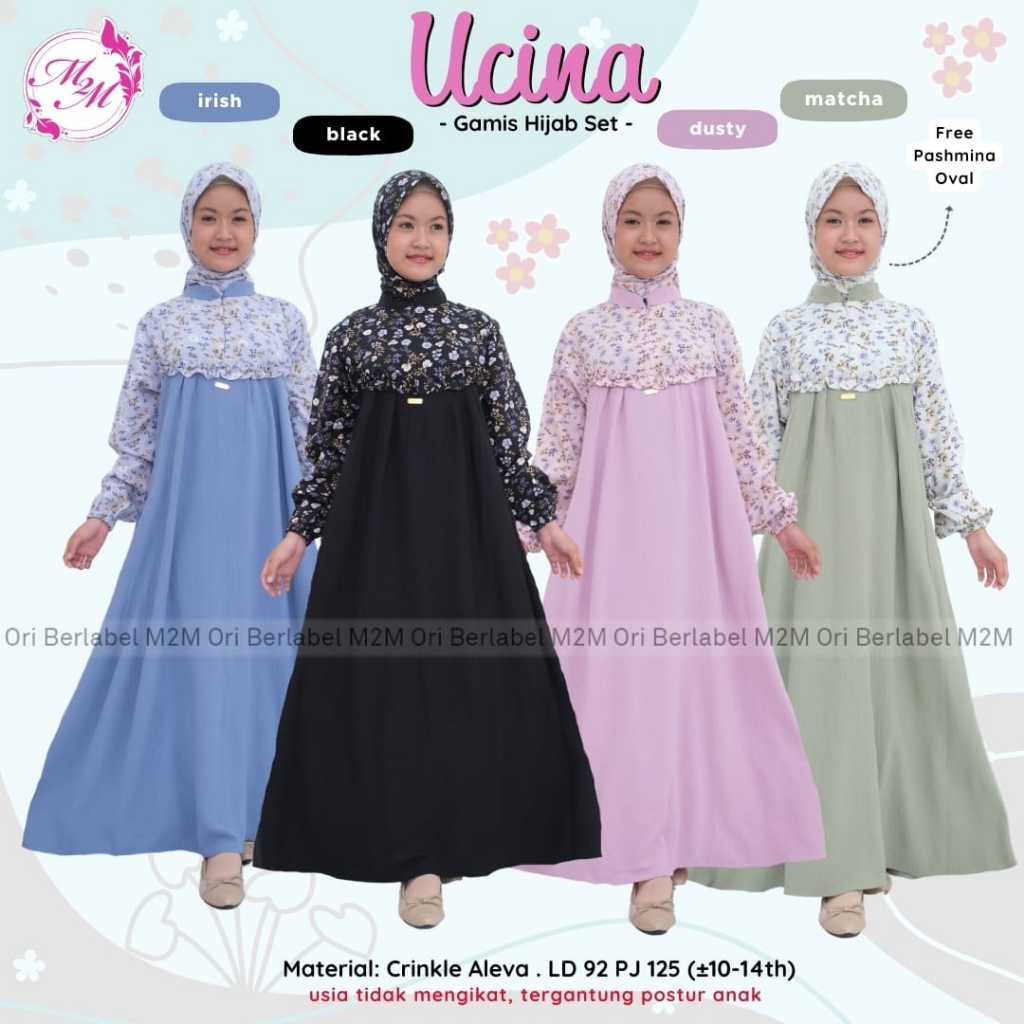 UCINA GAMIS SET PASHMINA REMAJA BAHAN CRINKLE ALEVA Original by M2M