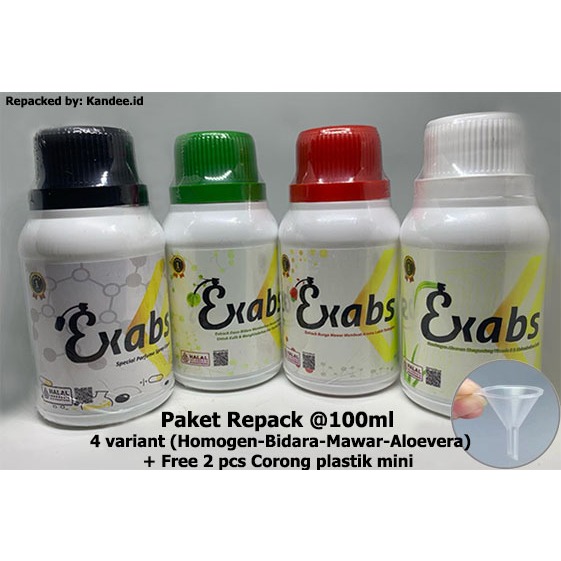 Exabs  kemasan Repack  'paket @100 ml - 4 variant (Homogen-Bidara-Mawar-Aloevera)' - ORIGINAL  murni
