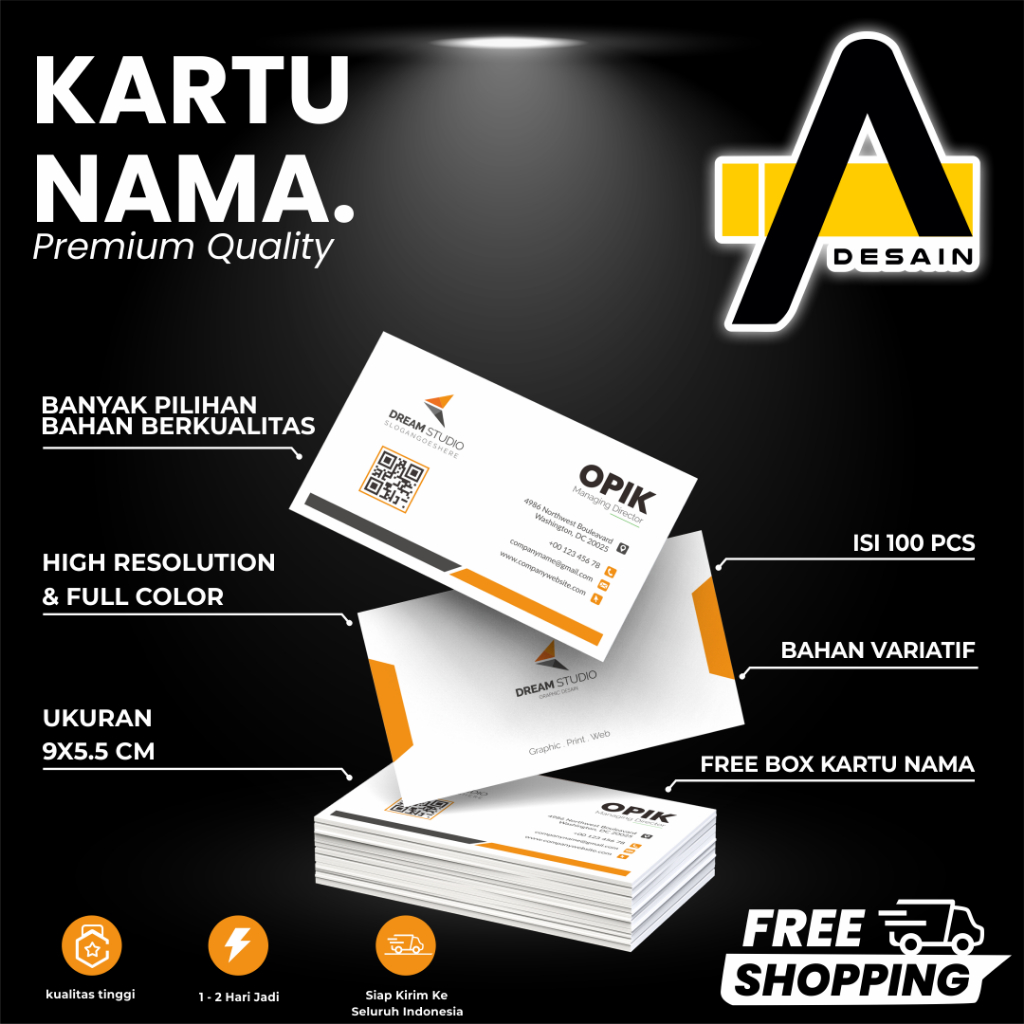 

KARTU NAMA ( 1 BOX ISI 100PCS ) | HIGH QUALITY PRINT