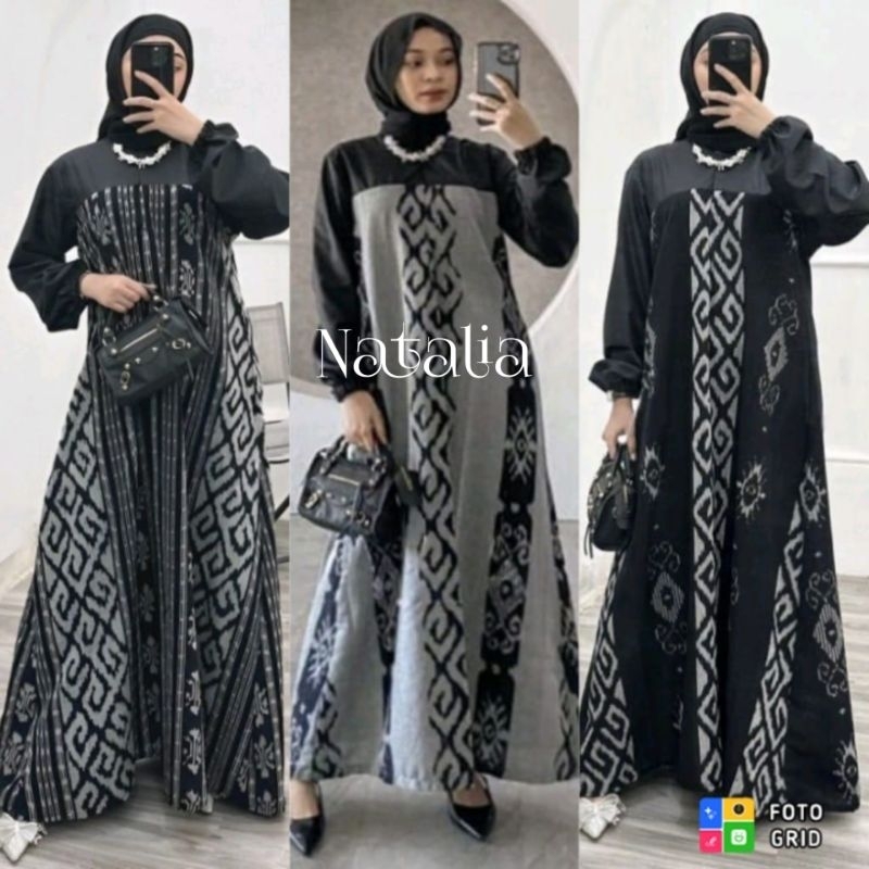 New product - Gamis Lusiana Raya Sesha - Size S M L XL & XXL - Bahan Tenun Ikat Songket Blangket - G