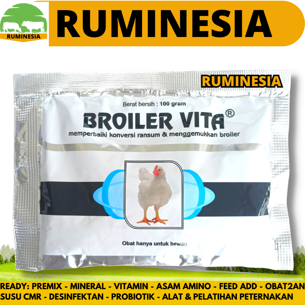 Vitamin Ayam BROILER VITA 100 GRAM MEDION - Vitamin Ayam Broiler Pedaging - Obat Vitamin Penggemuk A