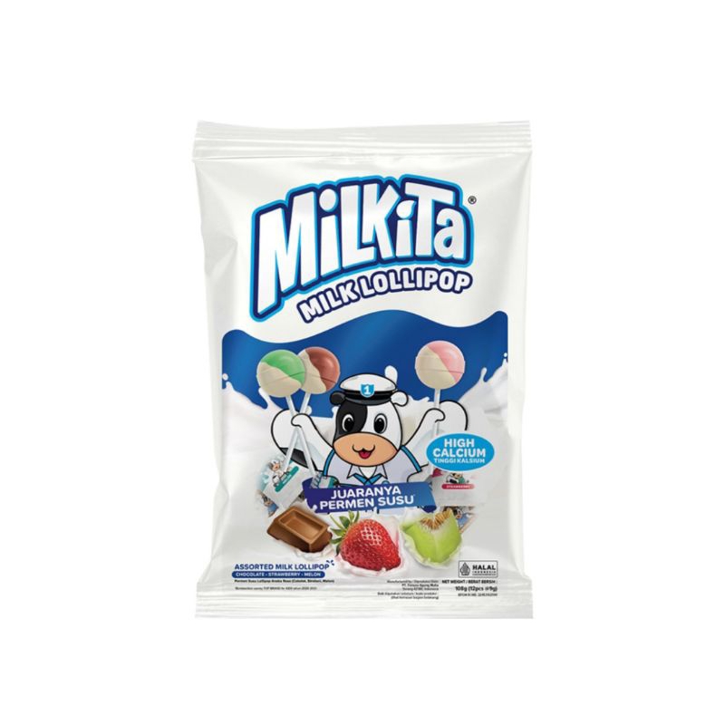 

Milkita Permen Milk Assorted Lolipop 108gr