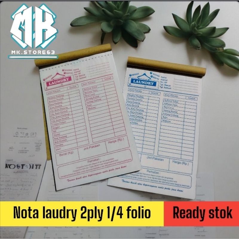 

NOTA LOUNDRY 2 PLY 1/4 FOLIO | I | SIAP KIRIM