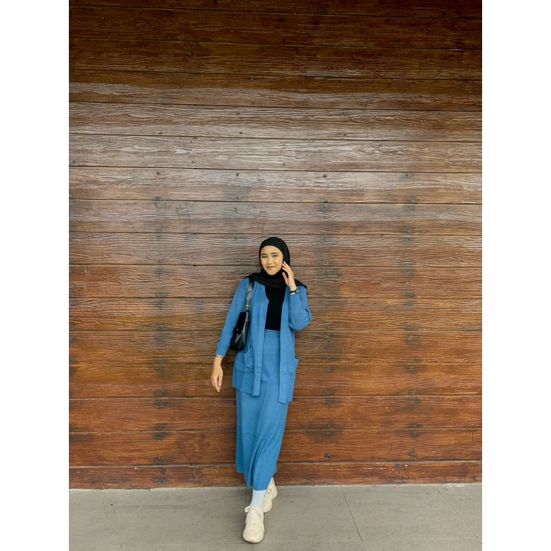 SETELAN RAJUT CARDY 2 In 1 / Setelan Rajut Wanita / Baju Setelan / One Set Rajut Baju=Rok / Terlaris